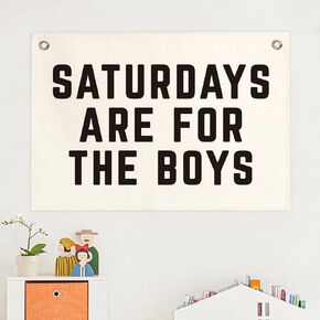 Saturdays Are For The Boys Banner,Flags for Bedroom Dorm Flags for Guys,Boys Room Wall Decor,Playroom Kids Room Wall Decor Wall Hanging Banner Flag,30x20 Inch
