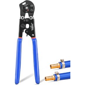 2 IN 1 Pex Crimping Tool Cinch and Remove Combo Function Pex Pipe Crimp Tool from 3/8" to 1" Pex Crimper with Pex Cutter and Stainless Steel Pex Clamps 1/2" 25PCS,3/4" 10PCS