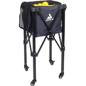 JOOLA Pickleball Ball Caddy - Holds up to 100 Pickleball Balls + 2 Side Pockets - Pickleball Equipment for Practice & Pickleball Machine - Wheeled Cart with Bulk Pickleball Ball Storage Bag,Black
