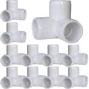 20Pack 1/2Inch PVC Fittings, 3Way Elbow PVC Furniture Fittings, 90 Degree PVC Elbow Side Outlet Tee, PVC Corner Fittings for Building PVC Furniture Greenhouse Shed Pipe Fittings Tent Connection