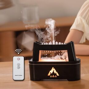 Flame Essential Oil Diffusers for Home,Rain Drop Diffuser,Bedroom Aromatherapy Scent Air Diffuser Aroma Defusers 300ml with Timed,Gloomy rainfall & raindrops relaxing sound for Bedroom（Black）