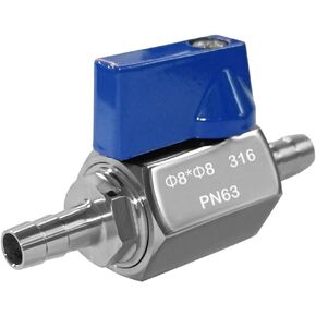 Beduan 1/4" Hose ID Barb Ball Valve 316 Stainless Steel Mini Shut Off Valve for Water Gas Fuel Drip Irrigation and Aquarium