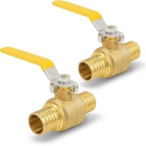 MIDLINE VALVE 800Q056-4-L Full Port PEX Barb Ball Valve Water Shut Off, 3/4", Brass, pack of 2