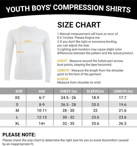 Boys Girls Compression Shirt Long Sleeve Athletic Sports Baselayer Youth Baseball Football Undershirt in Saudi Arabia