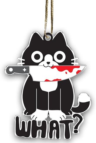 حلية قطة توكسيدو - عيد الميلاد على شكل قطة باللونين الأسود والأبيض - زينة عيد الميلاد ذات لونين - زخرفة معلقة على شكل شجرة عيد الميلاد في سهرة (توكسيدو كات ماذا) in Kuwait