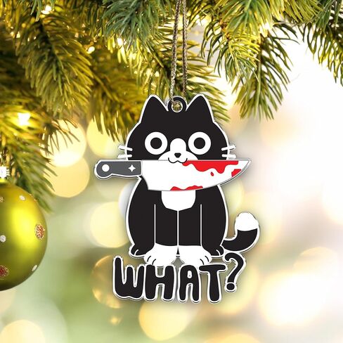 حلية قطة توكسيدو - عيد الميلاد على شكل قطة باللونين الأسود والأبيض - زينة عيد الميلاد ذات لونين - زخرفة معلقة على شكل شجرة عيد الميلاد في سهرة (توكسيدو كات ماذا) in Kuwait