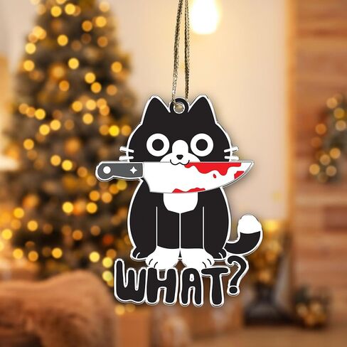 حلية قطة توكسيدو - عيد الميلاد على شكل قطة باللونين الأسود والأبيض - زينة عيد الميلاد ذات لونين - زخرفة معلقة على شكل شجرة عيد الميلاد في سهرة (توكسيدو كات ماذا) in Kuwait