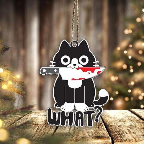 حلية قطة توكسيدو - عيد الميلاد على شكل قطة باللونين الأسود والأبيض - زينة عيد الميلاد ذات لونين - زخرفة معلقة على شكل شجرة عيد الميلاد في سهرة (توكسيدو كات ماذا) in Kuwait