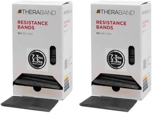 THERABAND Resistance Bands, 5 Foot, 30 Count Professional Latex Elastic Bands For Upper & Lower Body Exercise, Physical Therapy, Lower Pilates, At-Home Workouts, & Rehab, Medium Red, Beginner Level 3 in Kuwait