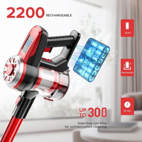 مكنسة كهربائية لاسلكية OKP X100 بقوة 17 كيلو باسكال 4 في 1 خفيفة الوزن محمولة باليد لأرضيات الخشب الصلب من شعر الحيوانات الأليفة. in Kuwait