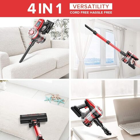 مكنسة كهربائية لاسلكية OKP X100 بقوة 17 كيلو باسكال 4 في 1 خفيفة الوزن محمولة باليد لأرضيات الخشب الصلب من شعر الحيوانات الأليفة. in Kuwait