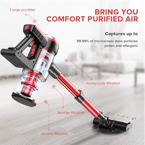 مكنسة كهربائية لاسلكية OKP X100 بقوة 17 كيلو باسكال 4 في 1 خفيفة الوزن محمولة باليد لأرضيات الخشب الصلب من شعر الحيوانات الأليفة. in Kuwait