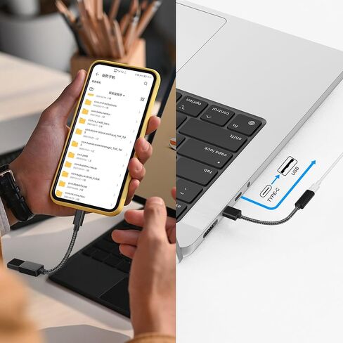 Female USB to USB C, 60W Fast Charging 5Gbps Data Sync USB C to USB 3.0 Adapter, USB Female to USB C Male Cable, OTG USB Adapter for iPhone15 Series for MacBook, Galaxy Note Series in Saudi Arabia