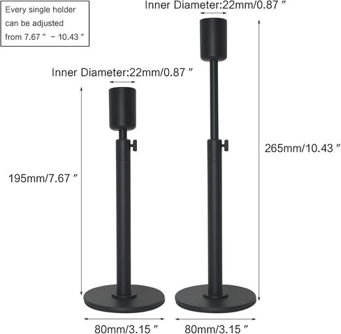 Adjustable Black Candlestick Holder for Taper Candles Elegant and Versatile Candle Holder for Pillar Candles Perfect for Christmas, Halloween, Party Decor (Black, 2) in Saudi Arabia