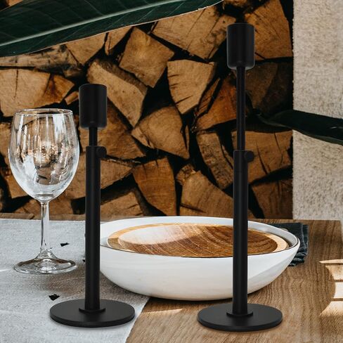 Adjustable Black Candlestick Holder for Taper Candles Elegant and Versatile Candle Holder for Pillar Candles Perfect for Christmas, Halloween, Party Decor (Black, 2) in Saudi Arabia