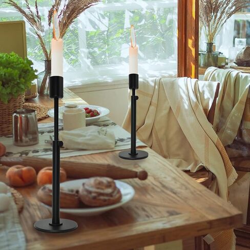 Adjustable Black Candlestick Holder for Taper Candles Elegant and Versatile Candle Holder for Pillar Candles Perfect for Christmas, Halloween, Party Decor (Black, 2) in Saudi Arabia