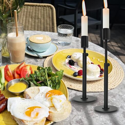 Adjustable Black Candlestick Holder for Taper Candles Elegant and Versatile Candle Holder for Pillar Candles Perfect for Christmas, Halloween, Party Decor (Black, 2) in Saudi Arabia