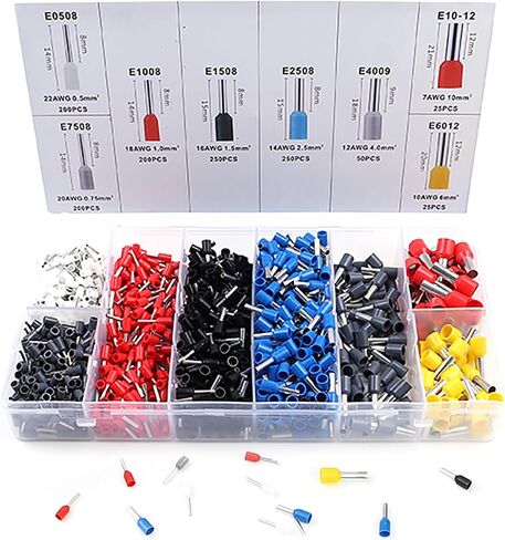 1200PCS Wire Ferrule Terminals Kit，AWG 22-10 Wire Ferrules Connectors Terminals Assortment Kit, Insulated Cord Pin End Crimp Ferrules Connectors Terminals for Industrial, Electric in Saudi Arabia