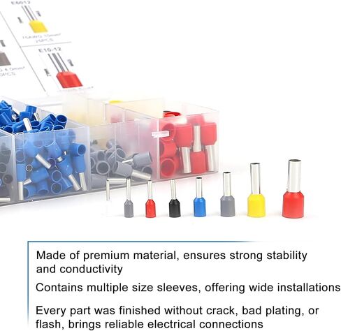 1200PCS Wire Ferrule Terminals Kit，AWG 22-10 Wire Ferrules Connectors Terminals Assortment Kit, Insulated Cord Pin End Crimp Ferrules Connectors Terminals for Industrial, Electric in Saudi Arabia