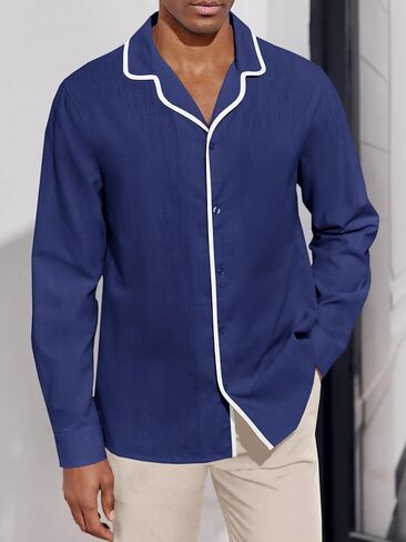 Runcati Mens Button Down Long Sleeve Shirts Cotton Linen Casual Shirt Summer Beach Shirts in Saudi Arabia