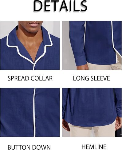 Runcati Mens Button Down Long Sleeve Shirts Cotton Linen Casual Shirt Summer Beach Shirts in Saudi Arabia