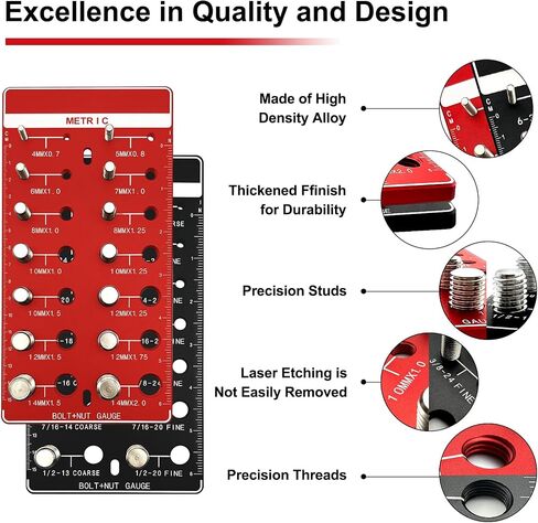 Thread Checker Metric, Nut and Bolt Thread Checker, Bolt Size and Thread Gauge with 14 Metric, Solid Synthetic Metal Bolt and Nut Identifier Gauge, Screw Thread Gauge for Gifts in Saudi Arabia