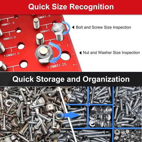 Thread Checker Metric, Nut and Bolt Thread Checker, Bolt Size and Thread Gauge with 14 Metric, Solid Synthetic Metal Bolt and Nut Identifier Gauge, Screw Thread Gauge for Gifts in Saudi Arabia