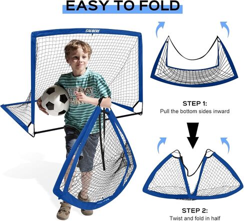 6x4 ft Kids Soccer Goals for Backyard Set of 2, Portable Pop Up Soccer Net for Backyard for Kids Toddler Youth, Soccer Training Equipment, Soccer Goal Target, Ball and Cones, Outdoor Soccer Games in Saudi Arabia