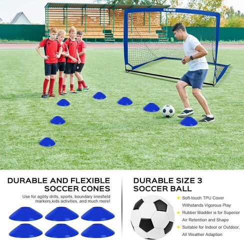 6x4 ft Kids Soccer Goals for Backyard Set of 2, Portable Pop Up Soccer Net for Backyard for Kids Toddler Youth, Soccer Training Equipment, Soccer Goal Target, Ball and Cones, Outdoor Soccer Games in Saudi Arabia
