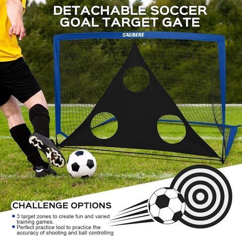 6x4 ft Kids Soccer Goals for Backyard Set of 2, Portable Pop Up Soccer Net for Backyard for Kids Toddler Youth, Soccer Training Equipment, Soccer Goal Target, Ball and Cones, Outdoor Soccer Games in Saudi Arabia