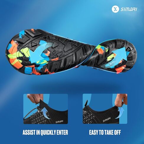 SIMARI Water Shoes Womens Mens Swim Beach Pool Aqua Sports Quick Dry Barefoot Diving Surf Walking 218 Black in Saudi Arabia