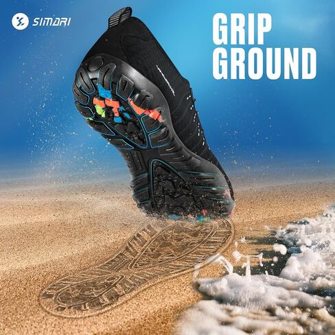 SIMARI Water Shoes Womens Mens Swim Beach Pool Aqua Sports Quick Dry Barefoot Diving Surf Walking 218 Black in Saudi Arabia