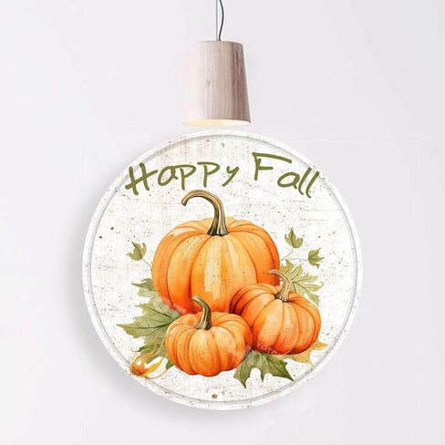 ريفي معدن القصدير علامة سقوط سعيد القرع علامة مستديرة ريفي الرجعية ديكور المطبخ هالوين عيد الشكر عيد الميلاد تين تسجيل جدار الباب شماعات ديكور علامة 12.00 "× 12.00" in Kuwait