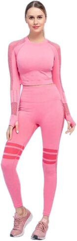Women's Yoga Set: High-Waist Fitness Leggings and Sports Bra - 2 Piece Gymwear Tracksuit in Saudi Arabia