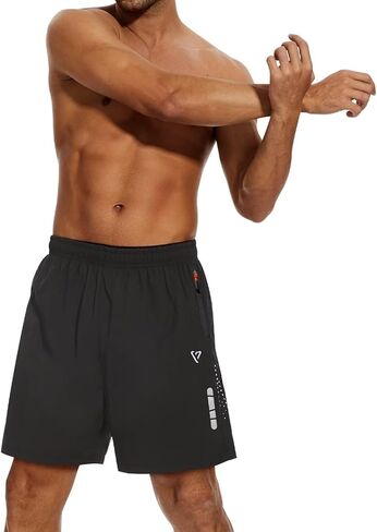 مجموعة من 2 شورت رياضي رجالي سريع الجفاف مقاس 7 بوصات للجري شورت شبكي للتمرين في صالة الألعاب الرياضية مع جيوب بسحاب in Kuwait