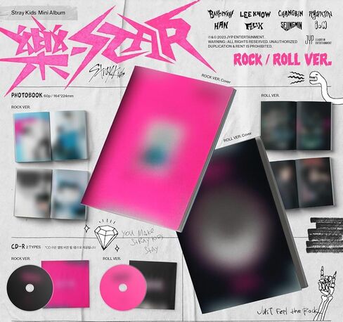 STRAY KIDS: ROCK-STAR (ROCK ver.) القرص المضغوط للألبوم المصغر الثامن + ملصق مطوي + مجموعة بطاقات صور للفيلم + ملصق صغير + بطاقة صور للوحدة + ملصق + بطاقتان صور إضافيتان + 1 قناع KPOP Idol + مرآة in Kuwait