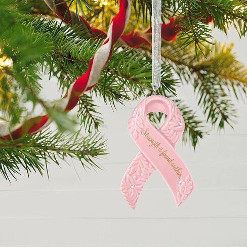Hallmark Keepsake Christmas Ornament 2023, Strength Within, Pink Ribbon Porcelain Ornament Benefiting Susan G. Komen, Breast Cancer Gift in Saudi Arabia