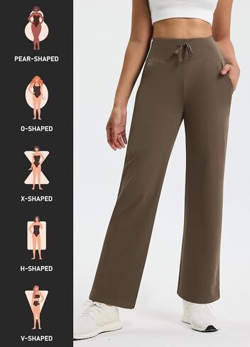 Women's Fleece Lined Wide Leg Sweatpants Water Resistant Thermal Winter Yoga Hiking Loose Bootcut Pants w Pockets in Saudi Arabia