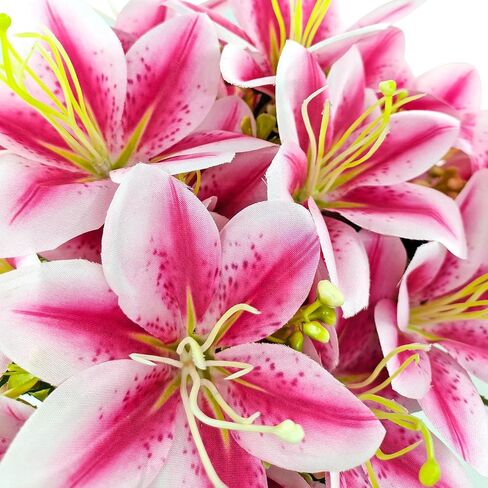 4 Bundles Artificial Tiger Lily Silk Flowers Faux Fake Lilies Plants for Wedding Bouquet Home Party Indoor Table Hotel Office Vases Floral Arrangements Outdoor Garden Decor (White) in Saudi Arabia
