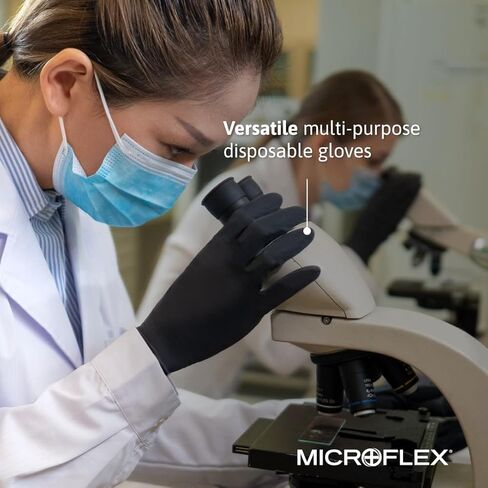Ansell Microflex Black Dragon BD-100L 6mil Disposable Latex Gloves w/Full Texture for Food Processing, Automotive - Large, Black (Box of 100) in Saudi Arabia