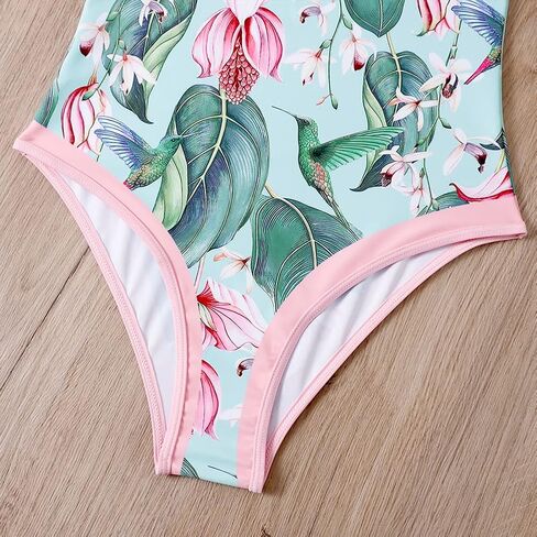 ABOCIW Womens One Piece Swimsuit Vintage Ruffle V Neck Floral Print Bathing Suits Monokini Beachwear in Saudi Arabia