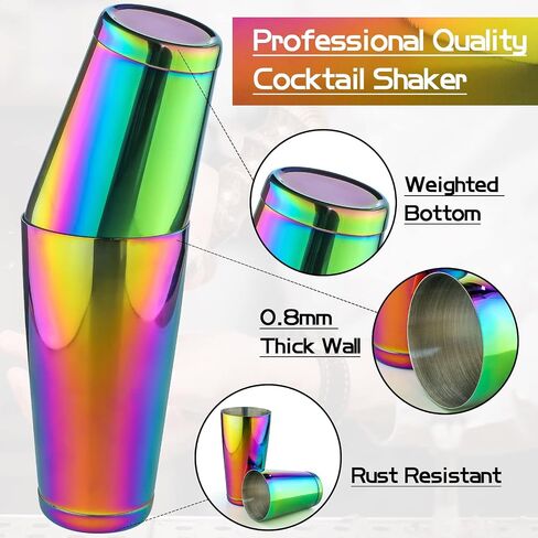 Stainless Steel Cocktail Shaker - 2 Piece 18oz & 28oz Boston Cocktail Shaker Bar Shaker Set Martini Shaker Set Bartender Shakers for Bartending - Dazzling in Saudi Arabia