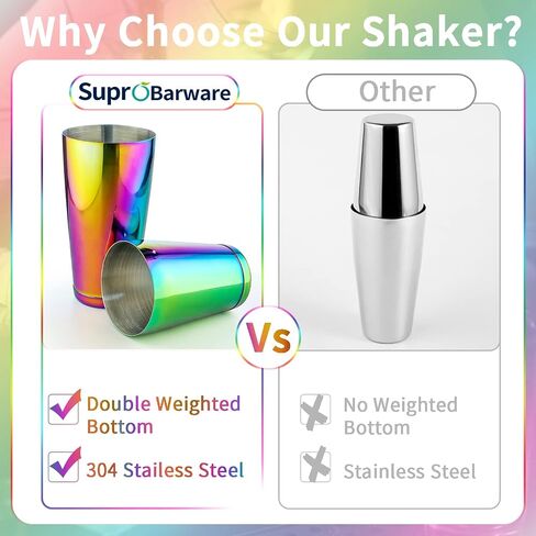 Stainless Steel Cocktail Shaker - 2 Piece 18oz & 28oz Boston Cocktail Shaker Bar Shaker Set Martini Shaker Set Bartender Shakers for Bartending - Dazzling in Saudi Arabia