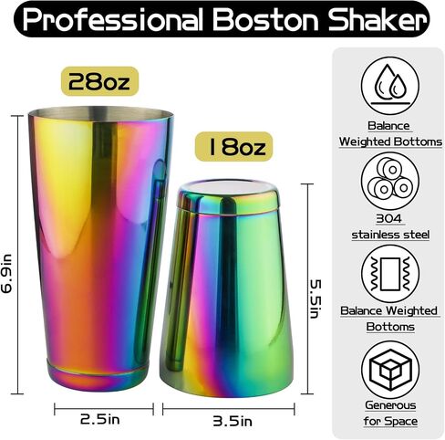 Stainless Steel Cocktail Shaker - 2 Piece 18oz & 28oz Boston Cocktail Shaker Bar Shaker Set Martini Shaker Set Bartender Shakers for Bartending - Dazzling in Saudi Arabia
