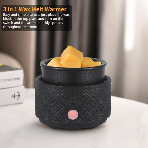 Wax Melt Warmer - Scented Wax Melter, Ceramic Candle Melt Warmer with 7 Colors LED for Moms, Grandmas, Women, Girls(06-Black)… in Saudi Arabia