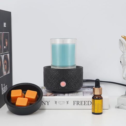 Wax Melt Warmer - Scented Wax Melter, Ceramic Candle Melt Warmer with 7 Colors LED for Moms, Grandmas, Women, Girls(06-Black)… in Saudi Arabia