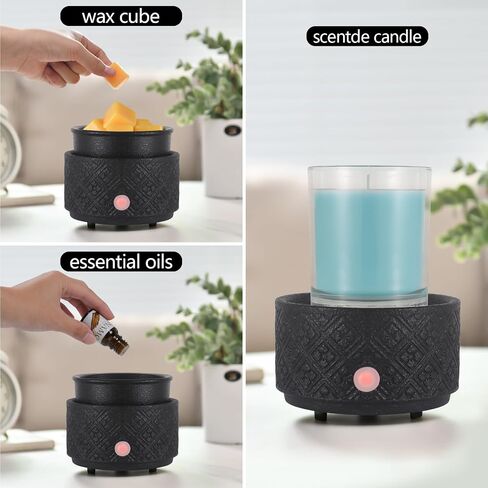 Wax Melt Warmer - Scented Wax Melter, Ceramic Candle Melt Warmer with 7 Colors LED for Moms, Grandmas, Women, Girls(06-Black)… in Saudi Arabia