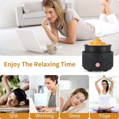 Wax Melt Warmer - Scented Wax Melter, Ceramic Candle Melt Warmer with 7 Colors LED for Moms, Grandmas, Women, Girls(06-Black)… in Saudi Arabia