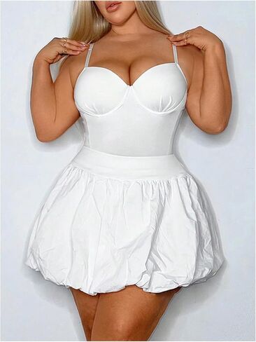 Verdusa Women's Pleated Bubble Skirt Y2K Elastic High Waisted Puffy Skorts Shorts in Saudi Arabia