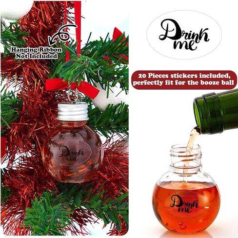Christmas Booze Balls Clear Christmas Tree Fillable Ornaments Water Bottle Bulbs Shape Clear Plastic Christmas Ornaments Pendant Ball for Home Decoration Party Decoration (Silver, 12 Pieces) in Saudi Arabia